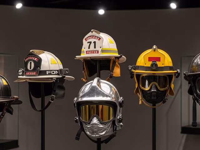 Cascos para bomberos y brigadas en exhibición