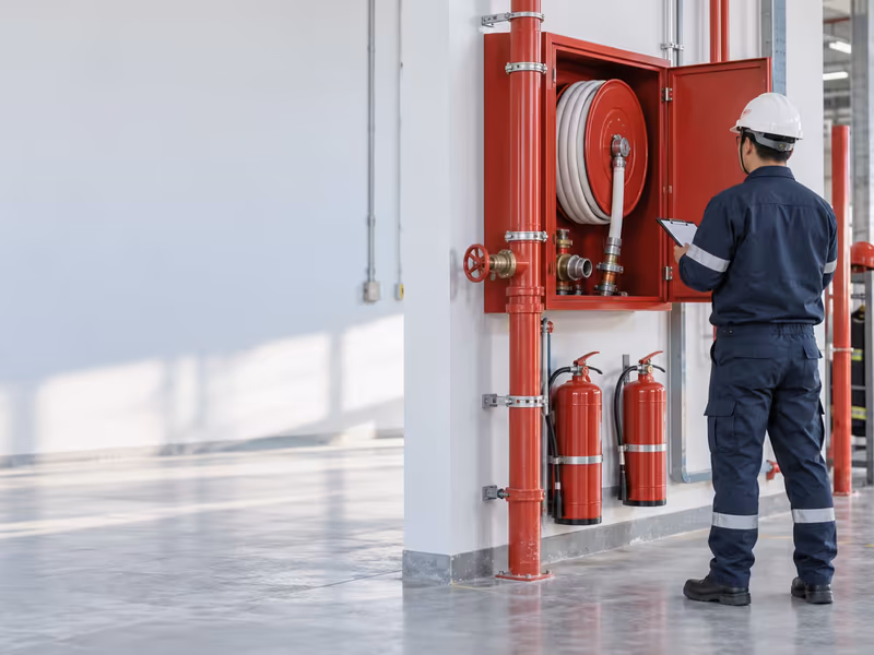 Equipos de seguridad contra incendio en un entorno limpio