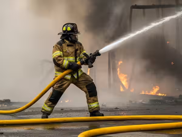 Técnico revisando un gabinete y red contra incendio
